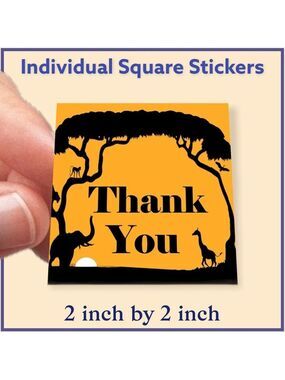 100 (2x2 Inch) Safari, Square Stickers, Full Color, High Gloss, Thank You
